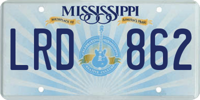 MS license plate LRD862