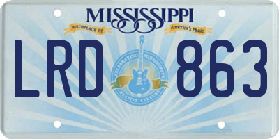 MS license plate LRD863