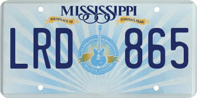 MS license plate LRD865
