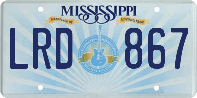 MS license plate LRD867
