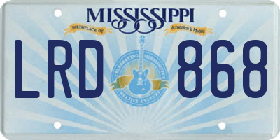 MS license plate LRD868