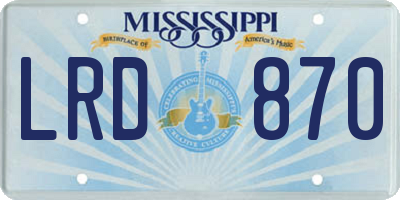 MS license plate LRD870