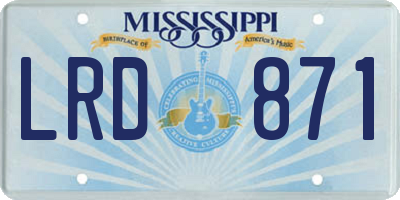 MS license plate LRD871