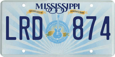 MS license plate LRD874