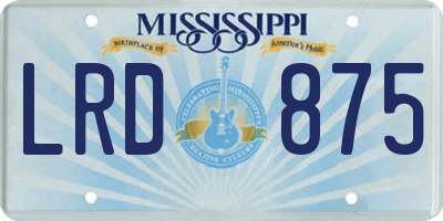 MS license plate LRD875