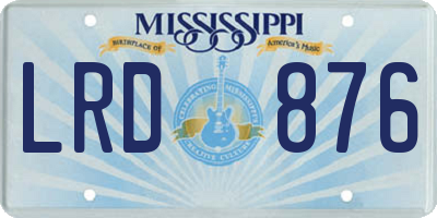 MS license plate LRD876