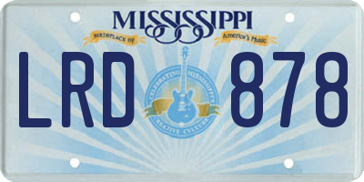 MS license plate LRD878