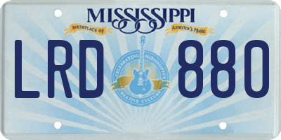 MS license plate LRD880