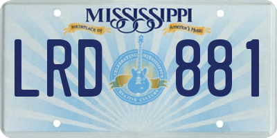 MS license plate LRD881