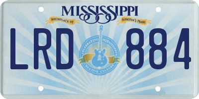 MS license plate LRD884