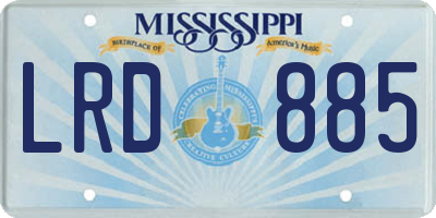 MS license plate LRD885