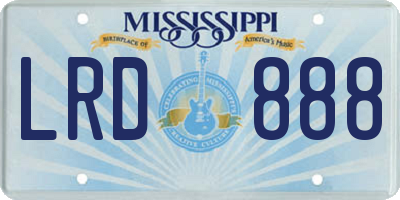MS license plate LRD888