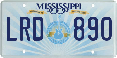 MS license plate LRD890