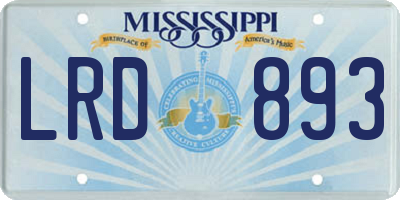 MS license plate LRD893