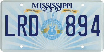 MS license plate LRD894