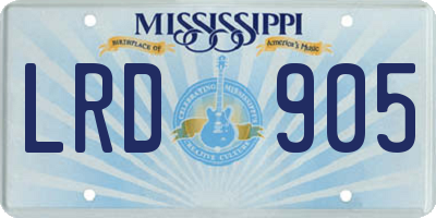 MS license plate LRD905