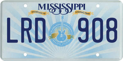 MS license plate LRD908