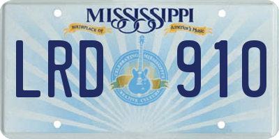 MS license plate LRD910