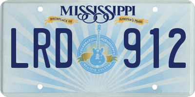 MS license plate LRD912