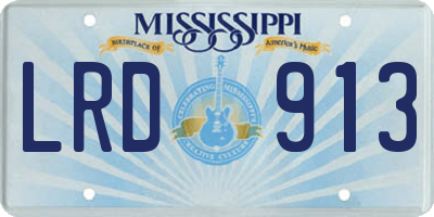 MS license plate LRD913