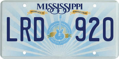MS license plate LRD920