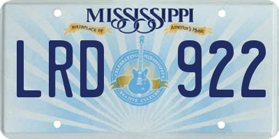 MS license plate LRD922