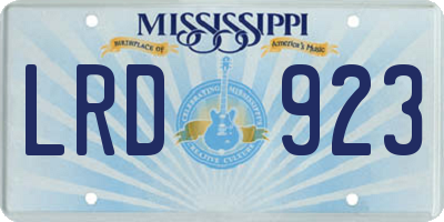 MS license plate LRD923