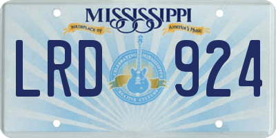 MS license plate LRD924