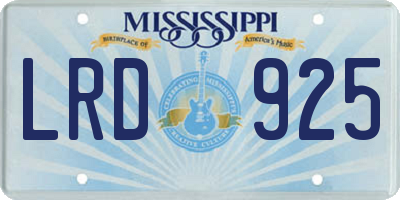 MS license plate LRD925