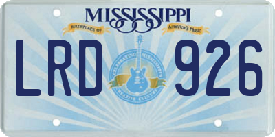 MS license plate LRD926