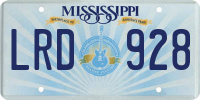 MS license plate LRD928