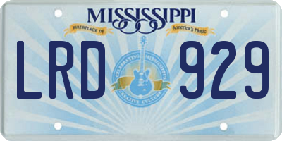 MS license plate LRD929