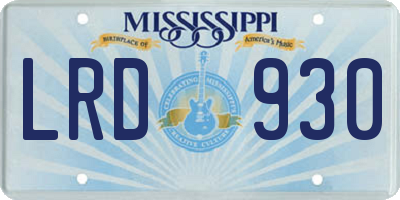 MS license plate LRD930