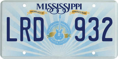 MS license plate LRD932