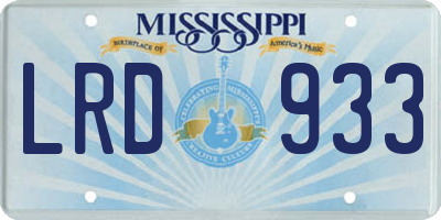 MS license plate LRD933