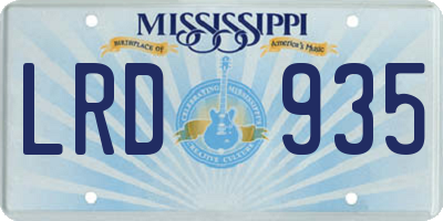 MS license plate LRD935