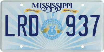 MS license plate LRD937