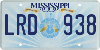 MS license plate LRD938