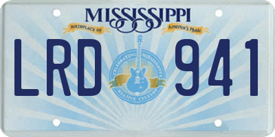 MS license plate LRD941