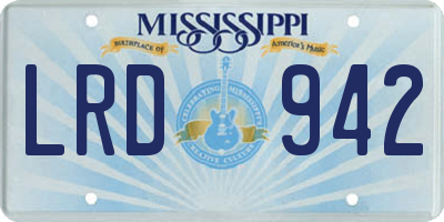 MS license plate LRD942