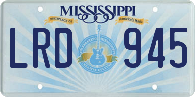 MS license plate LRD945