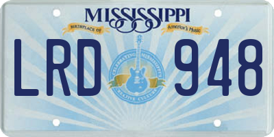 MS license plate LRD948