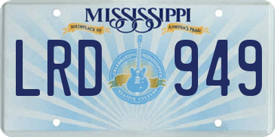 MS license plate LRD949