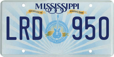 MS license plate LRD950
