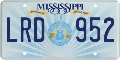 MS license plate LRD952