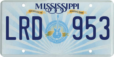 MS license plate LRD953
