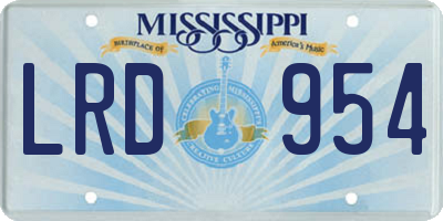 MS license plate LRD954