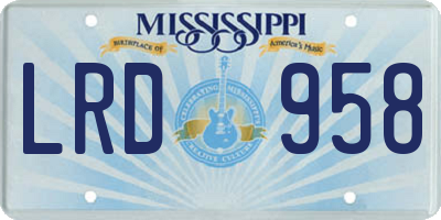MS license plate LRD958