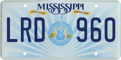 MS license plate LRD960