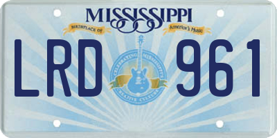 MS license plate LRD961